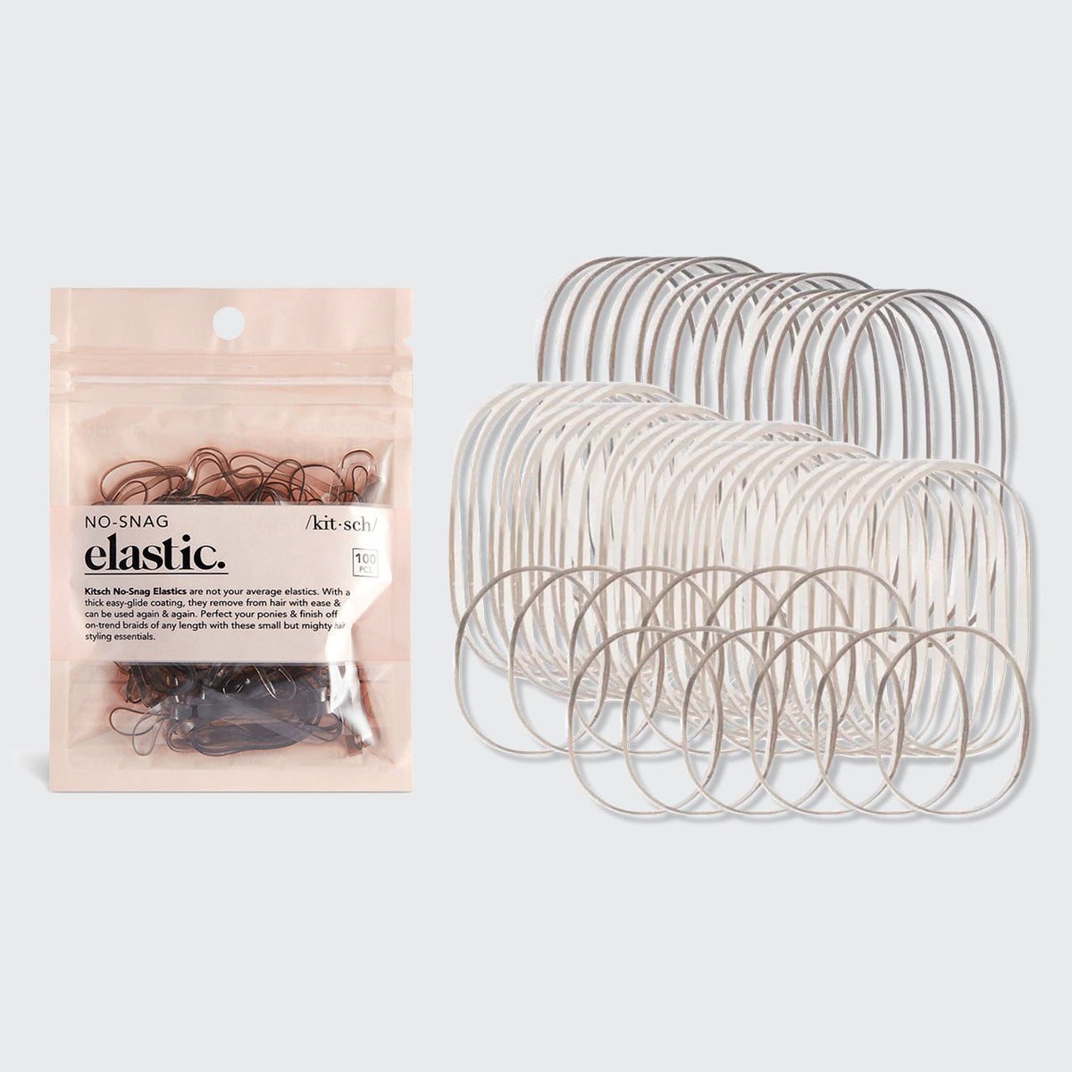 Brown No-Snag Elastics 100pc Set