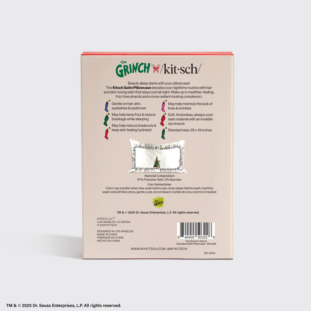 The Grinch x Kitsch Satin Pillowcase in Whoville