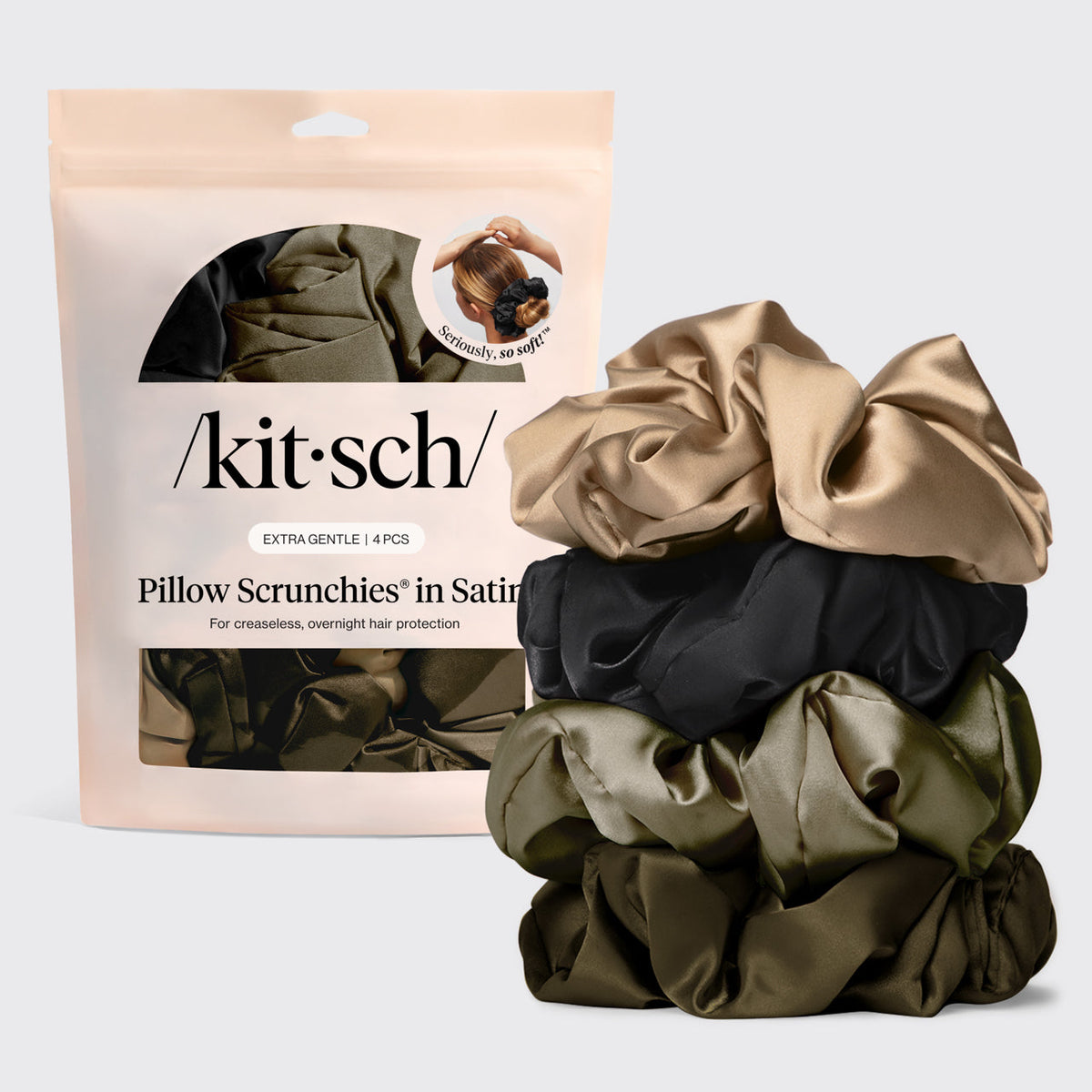 Black Satin Pillow Scrunchies