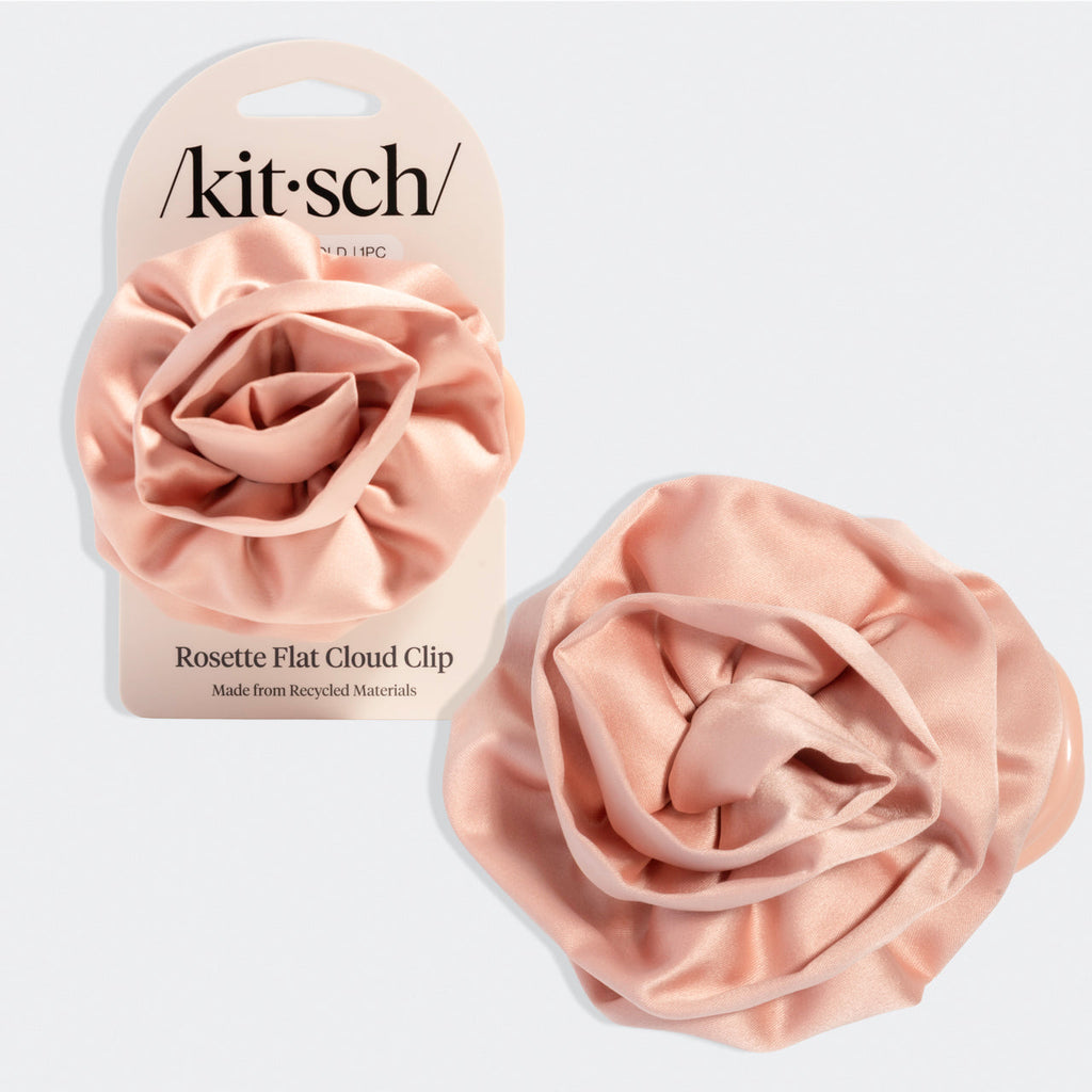 Satin Rosette Flat Cloud Clip in Terracotta - Medium