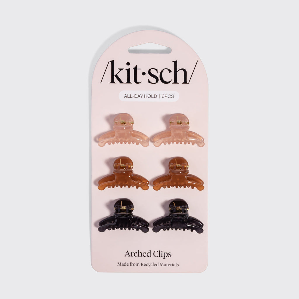 Soft Pink, Mocha & Black Mini Arched Clips 6pc Set