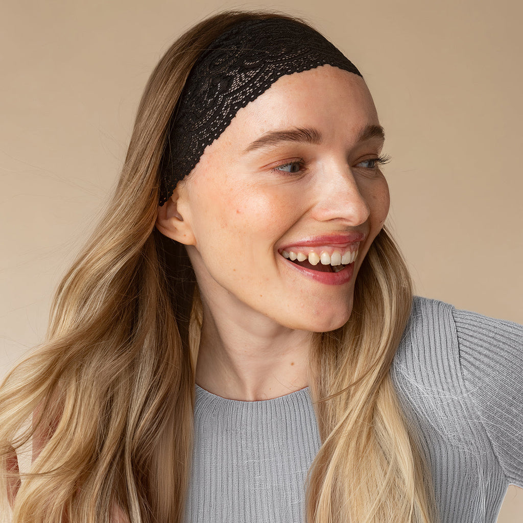 Black Wide Lace Headbands 2pc Set