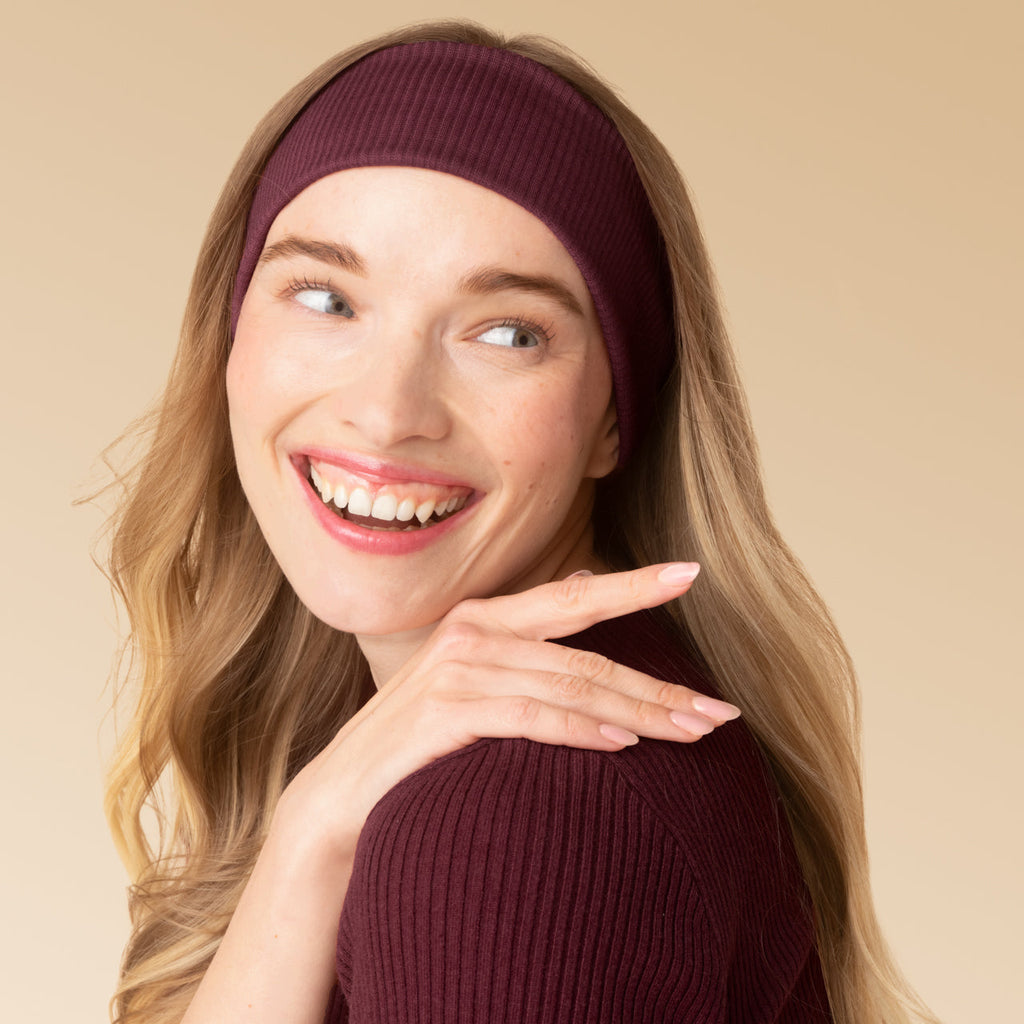 Dusty Pink & Cherry Lacquer Ribbed Elastic Headbands 2pc Set