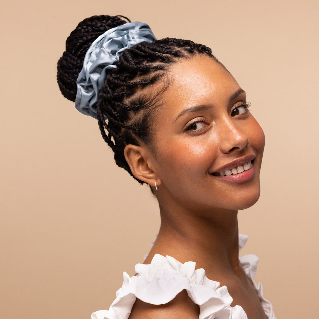 Haze Blue Satin Sleep Scrunchies 5pc Set