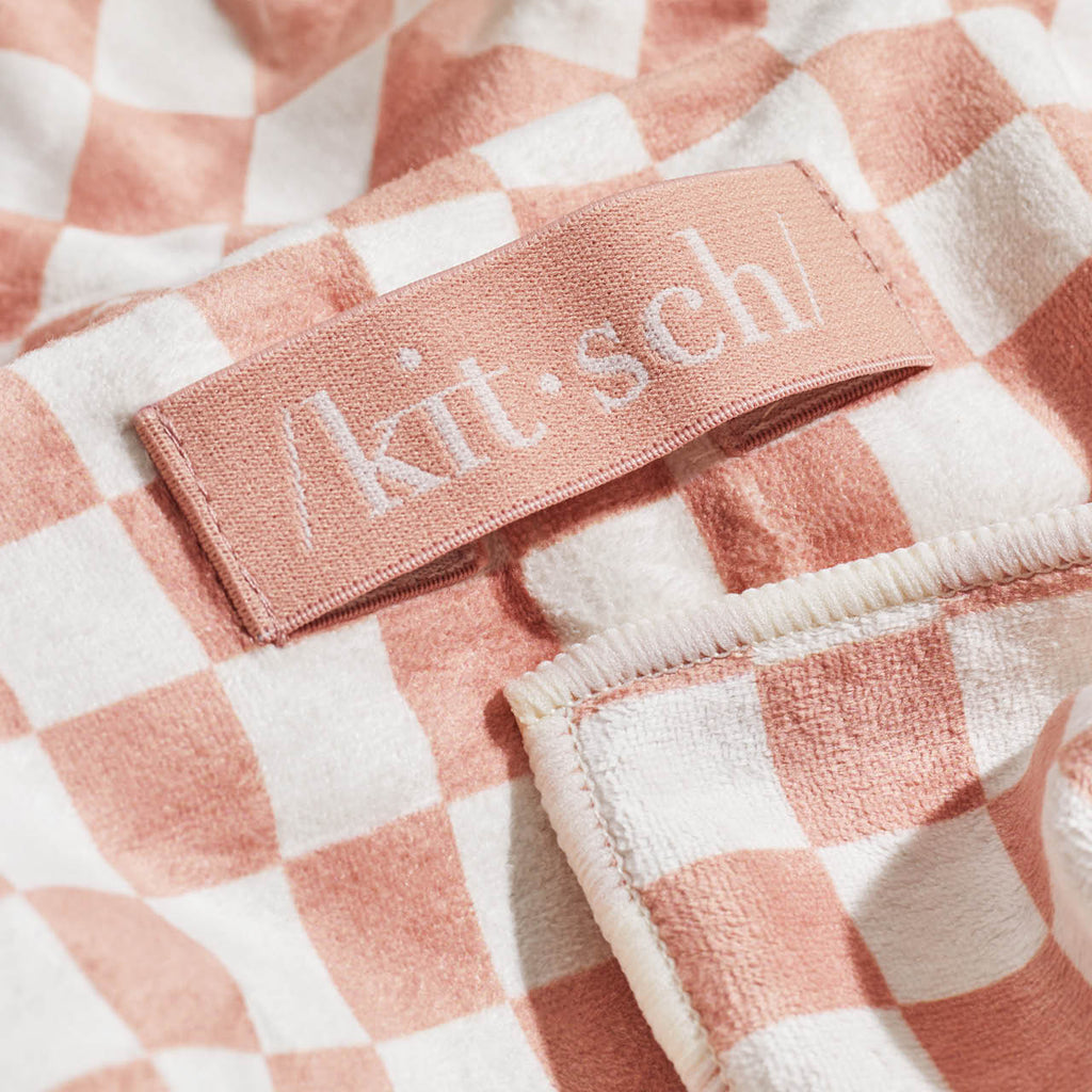 Terracotta Checker XL Hair Towel Wrap