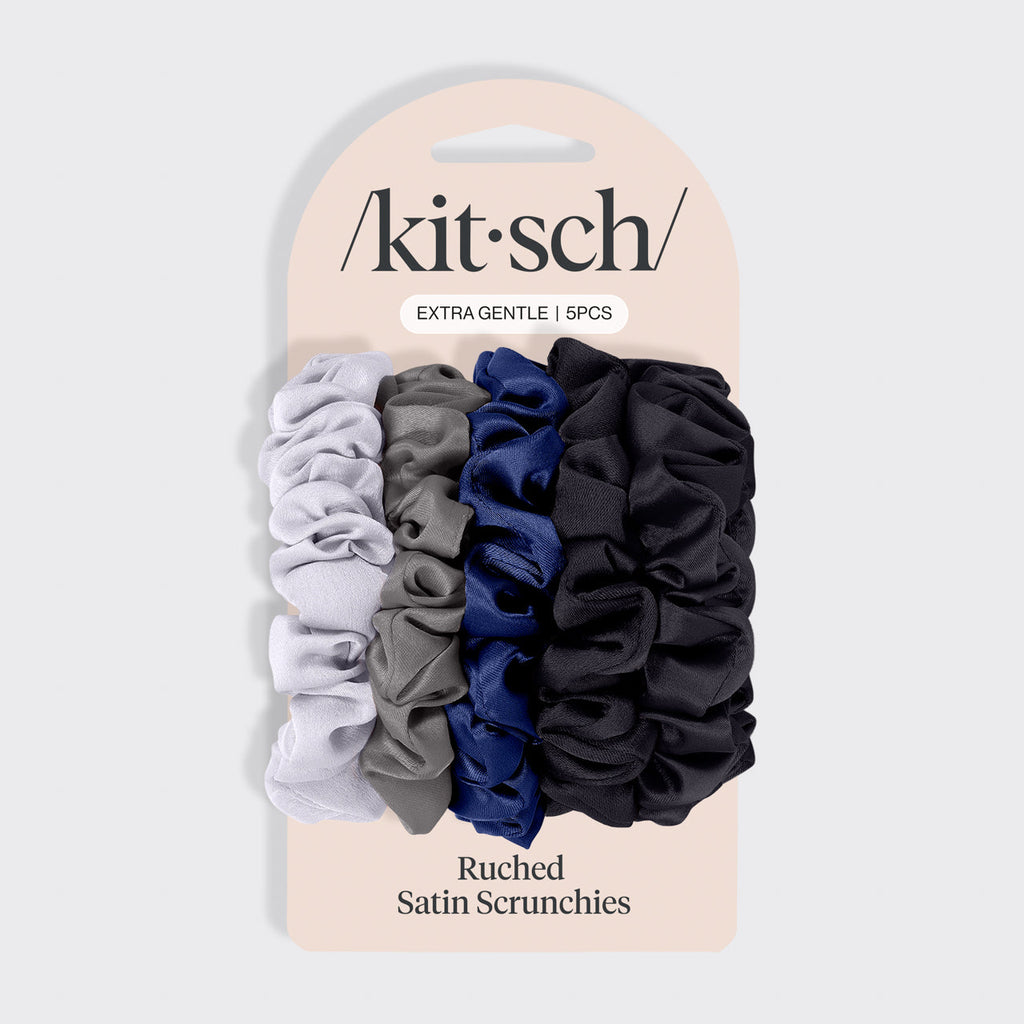 Midnight Satin Petite Scrunchies 5pc Set