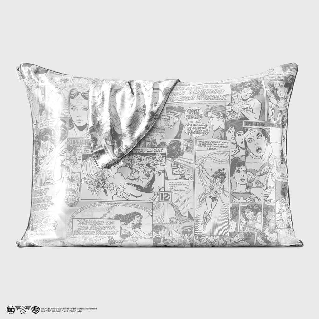 Kitsch x Wonder Woman Satin Pillowcase in Comic Print