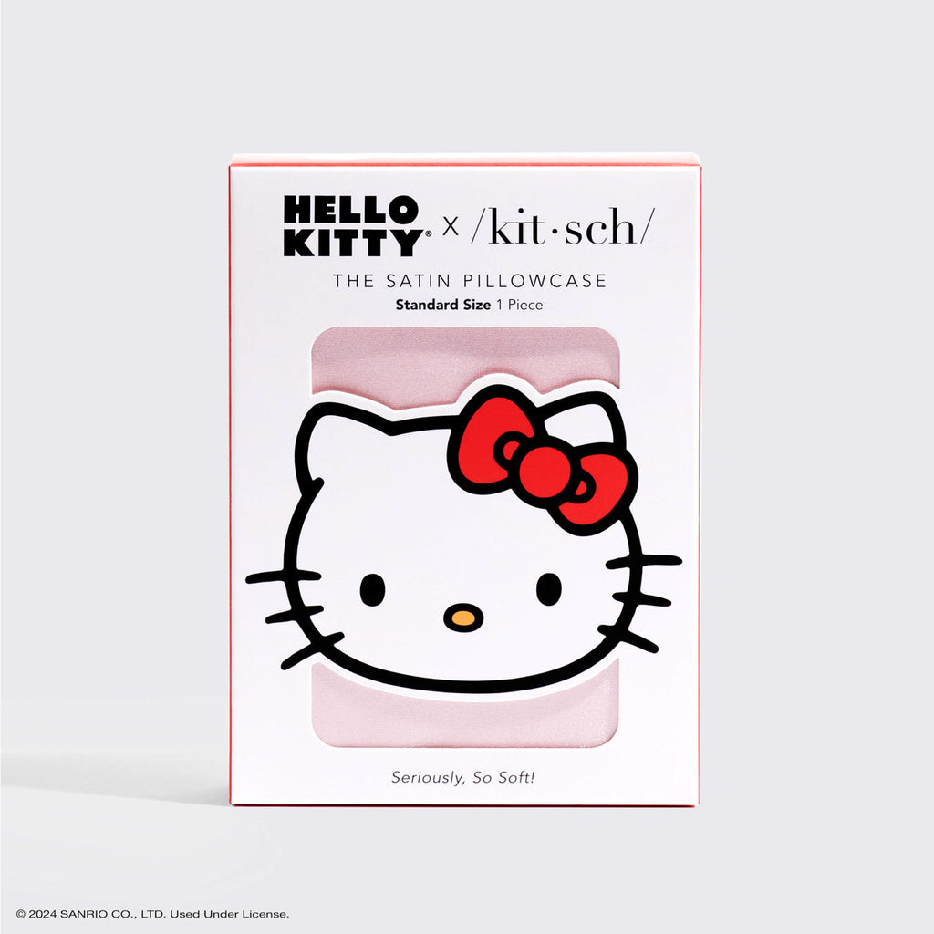 Kitsch x Hello Kitty Satin Pillowcase in Pink Hello Kitty Face
