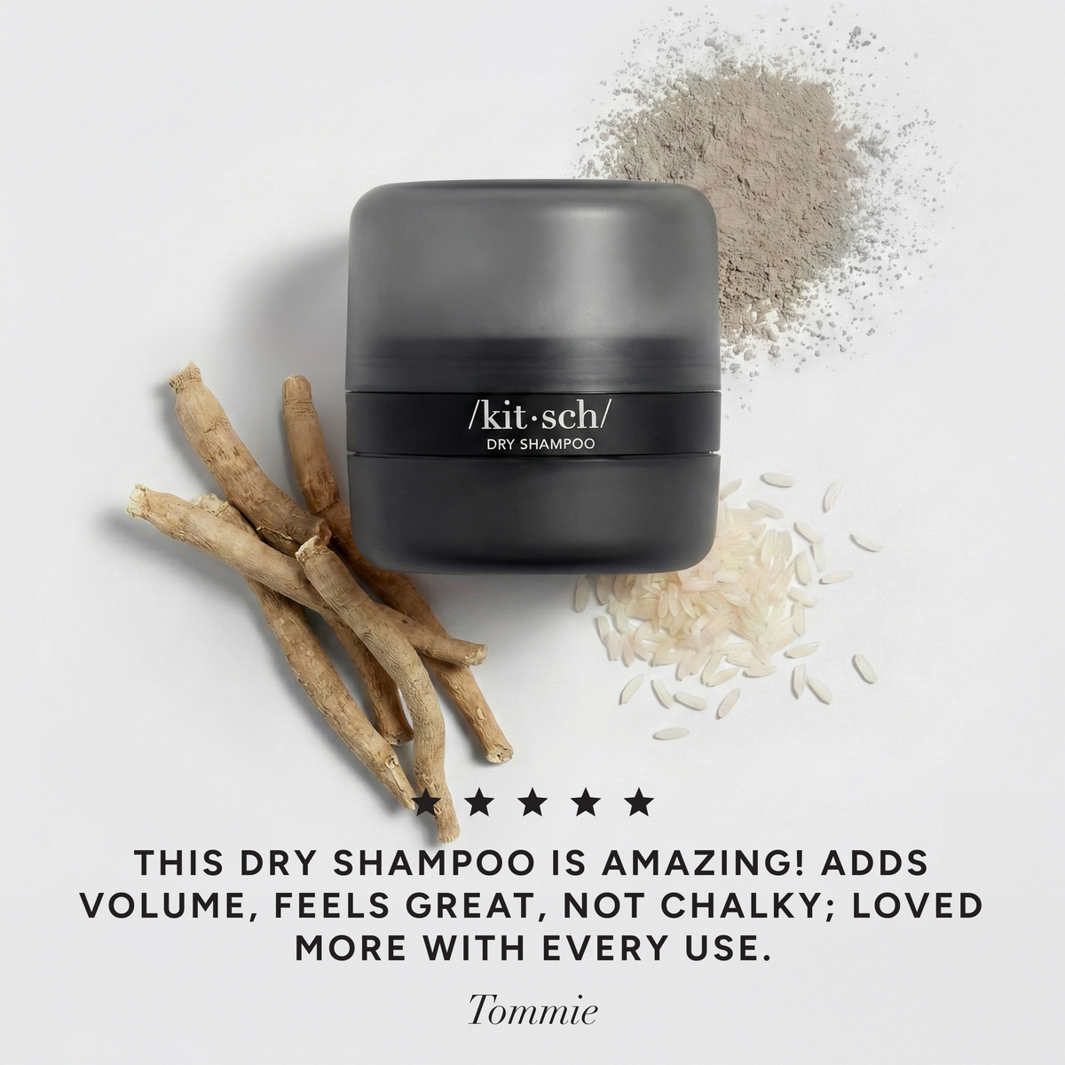 Dark Volumizing Rice Protein Dry Shampoo with Puff