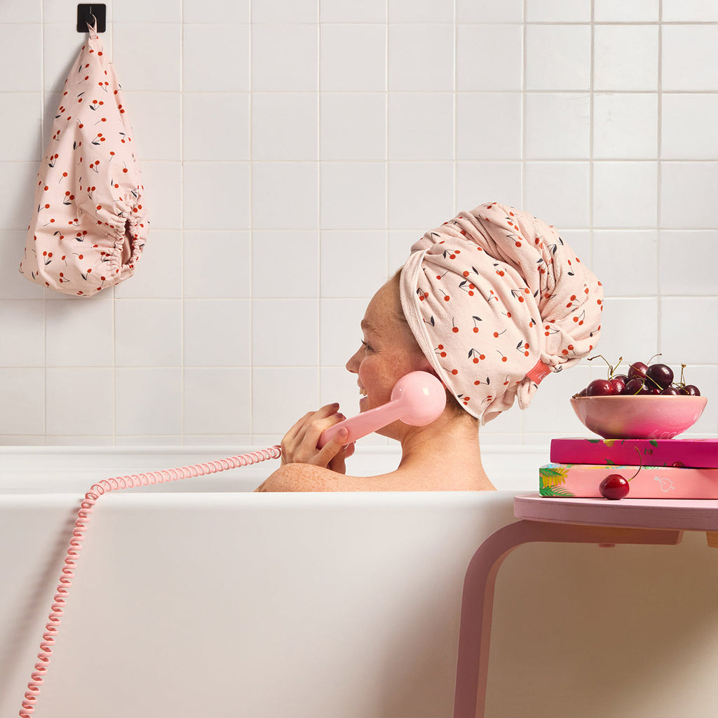 Cherry Print XL Hair Towel Wrap