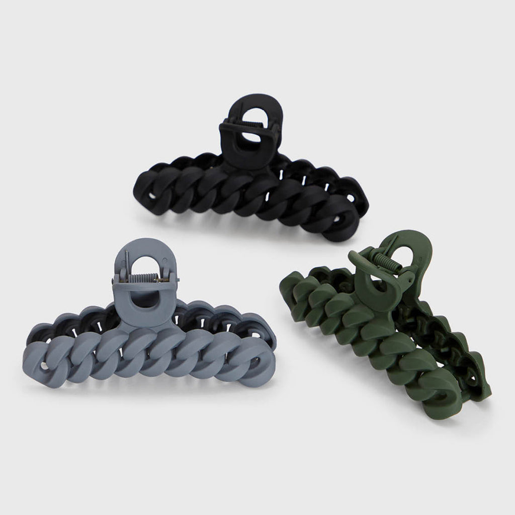 Black & Moss Chain Claw Clips 3pc Set