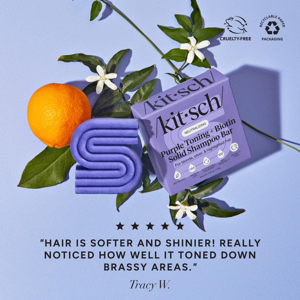 Purple Toning Shampoo Bar for Color-Treated & Grey Hair