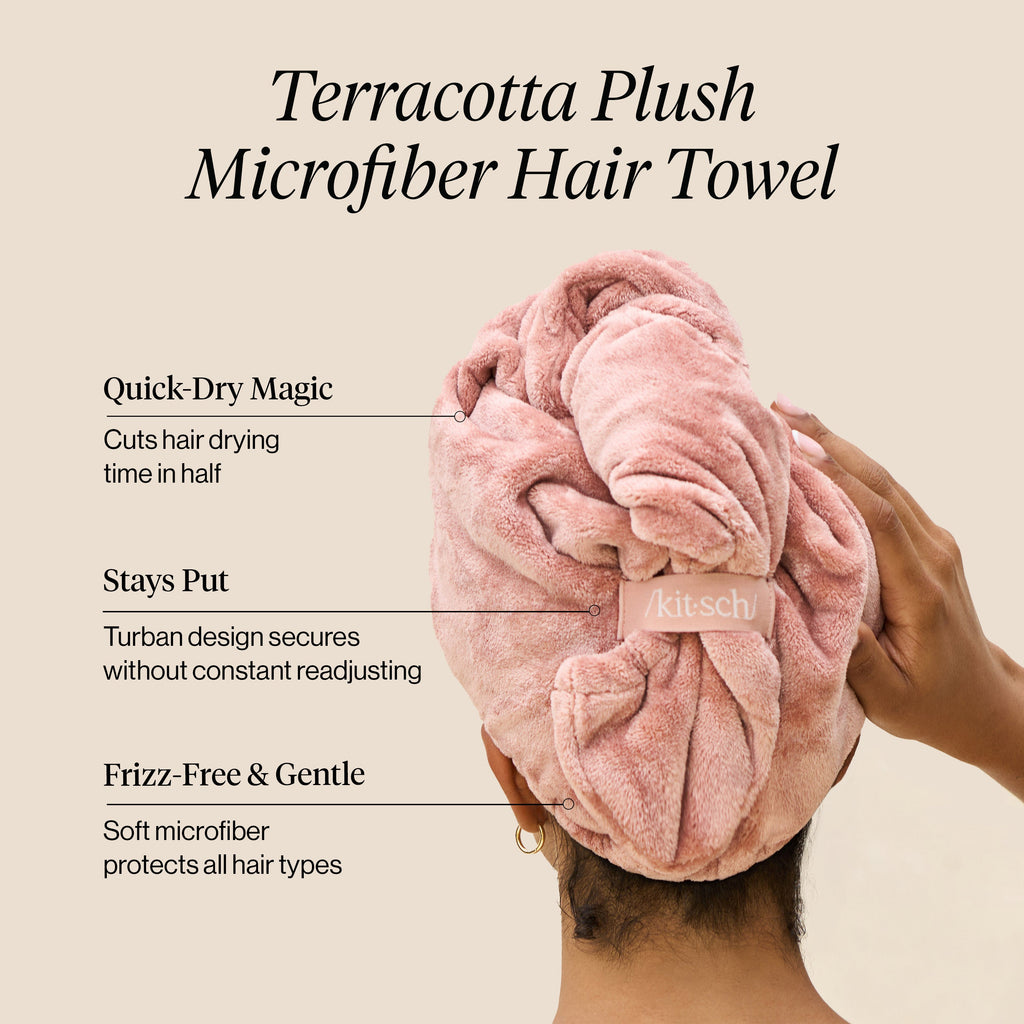 Terracotta Plush Microfiber Hair Towel Turban